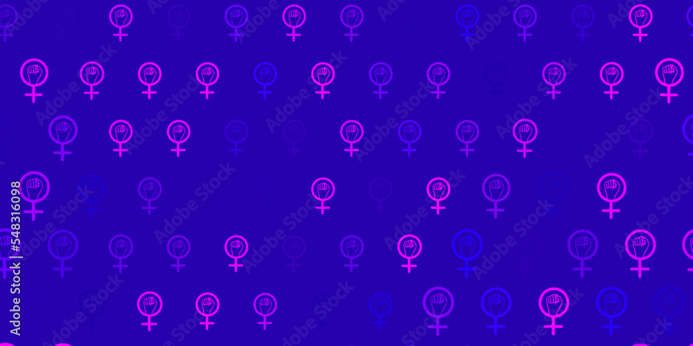 Light Purple vector backdrop with women power symbols.