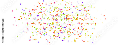 Multicolored paper confetti on transparent background. Realistic confetti flying. Colorful scattered items to holiday decorations.