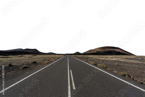 road for nowhere in the desert on transparence background