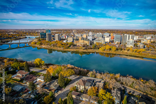 Bild auf Leinwand Downtown Aerial View of the City of Saskatoon