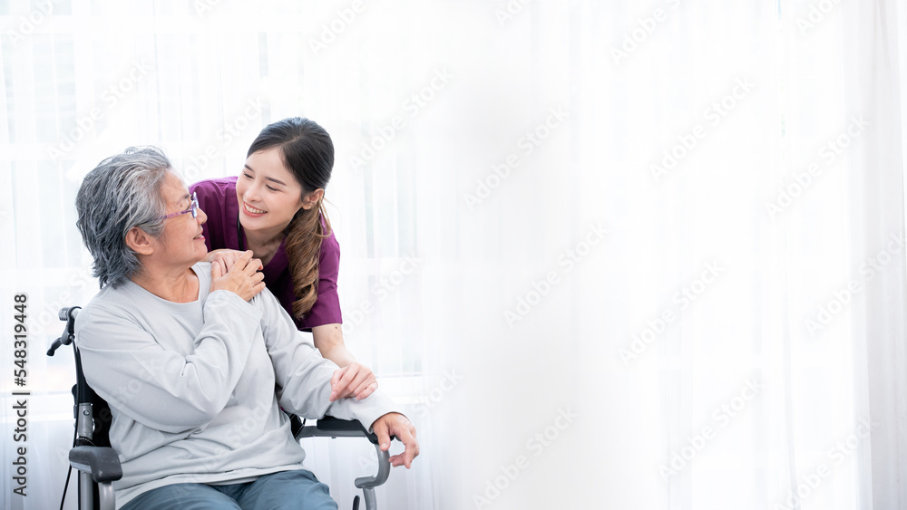 Medical staff taking and caregiver senior woman in Home. Home care concept. Medical staff taking and caregiver senior woman in Home. Home care concept.