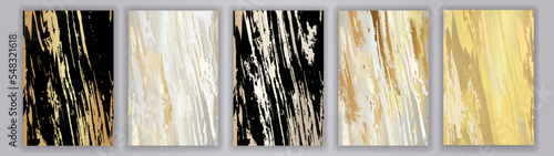 Gold, Black and Beige Marble Background Set. Elegant Luxury Texture Collection
