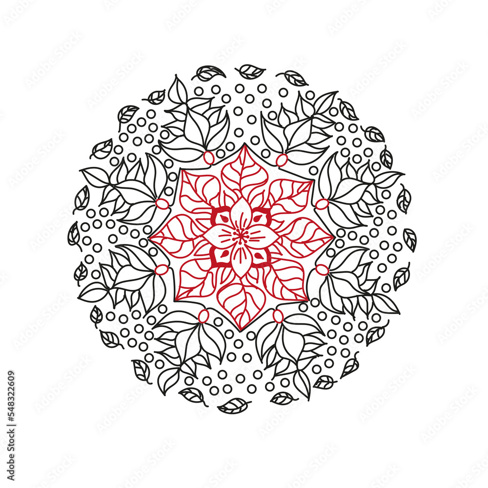 Floral pattern in a circle. Mandala floral ornament. Print.
