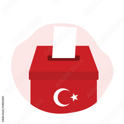 Turkey government democracy president elections concept. Voting box illustration with Turkish flag.