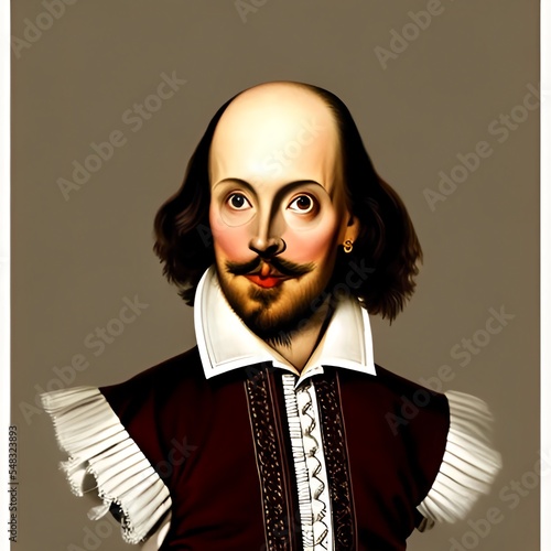 Illustrated Portrait of William Shakespeare, English playwright, poet and actor
