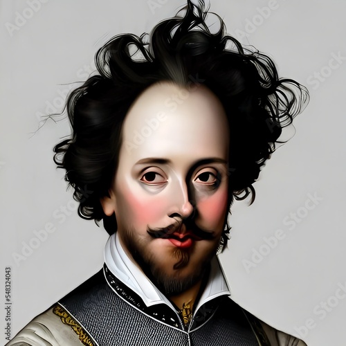 Illustrated Portrait of William Shakespeare, English playwright, poet and actor