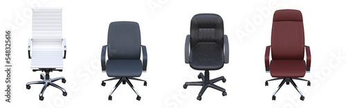 office chair isolated on white background, interior furniture, 3D illustration, cg render