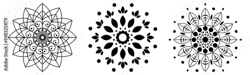Set of mandala ornament. Vector illustration isolated on white background
