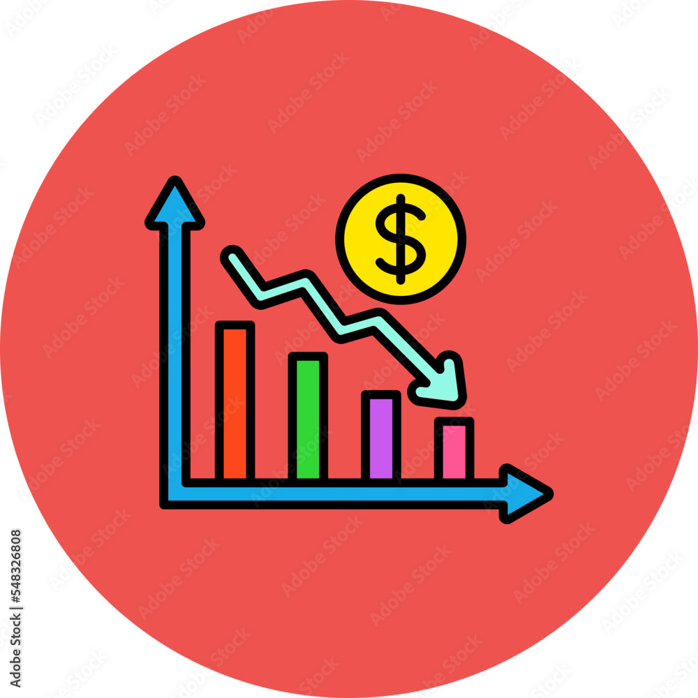 Loss Chart Multicolor Circle Filled Line Icon Loss Chart Multicolor Circle Filled Line Icon