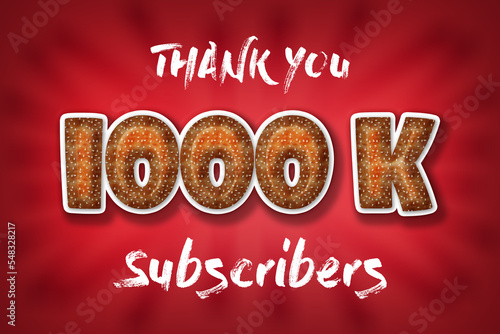 1000 K subscribers celebration greeting banner with Burger Design