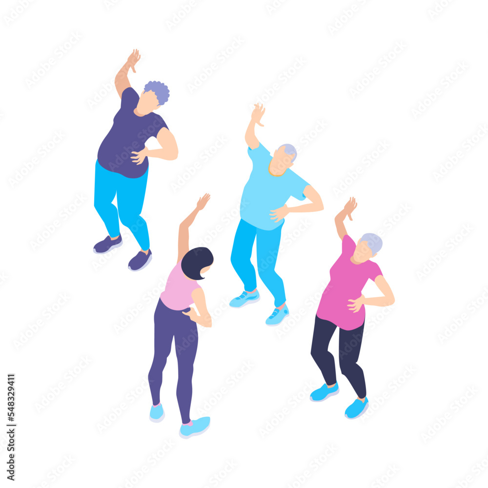 Fototapeta premium Isometric Group Aerobics Composition