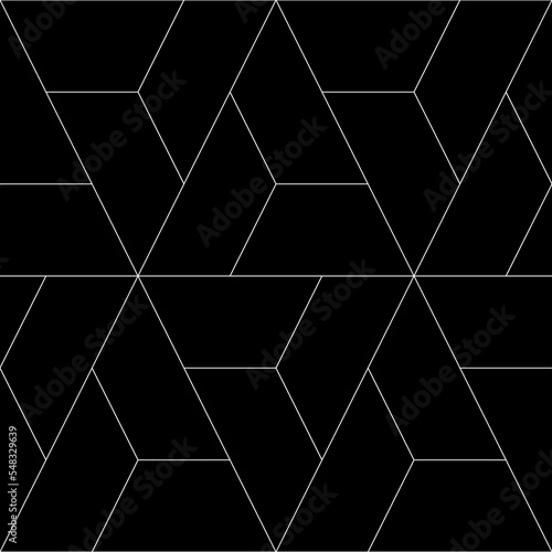 Seamless mosaic pattern. Jagged figures ornament. Repeated puzzle shapes background. Logic game motif. Tiles wallpaper. Parquet backdrop. Digital paper, web design, textile print. Vector.