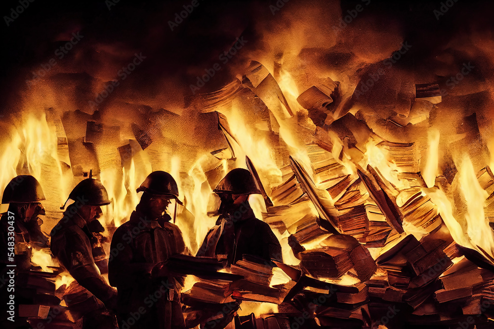 Concept Art Of Soldiers Burning Books And Manuscripts In World War 2 concept-art-of-soldiers-burning-books-and-manuscripts-in-world-war-2