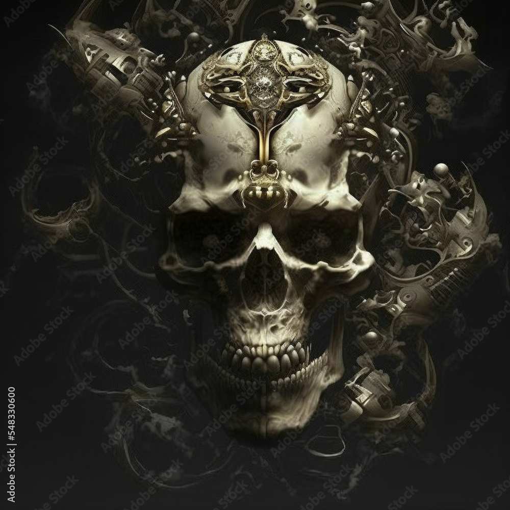 decorative metal human skull 3d render decorative metal human skull 3d render