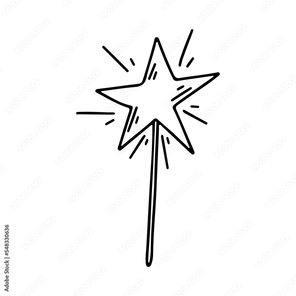 Sparkler icon in hand drawn doodle style. Vector Illustration isolated on black background. Design Logo template. Sparkler icon in hand drawn doodle style. Vector Illustration isolated on black background. Design Logo template.