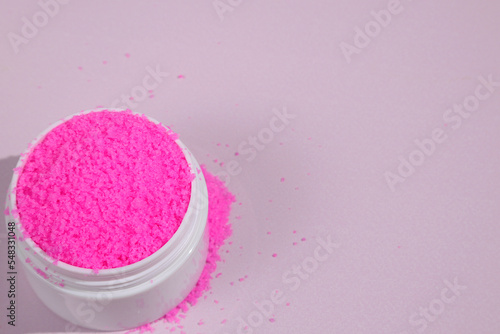 Sea salt body scrab, pink spa treatment photo
