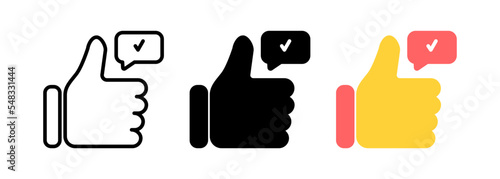 Thumbs up and check mark icon set. Good sign. Editable vectors. eps 10