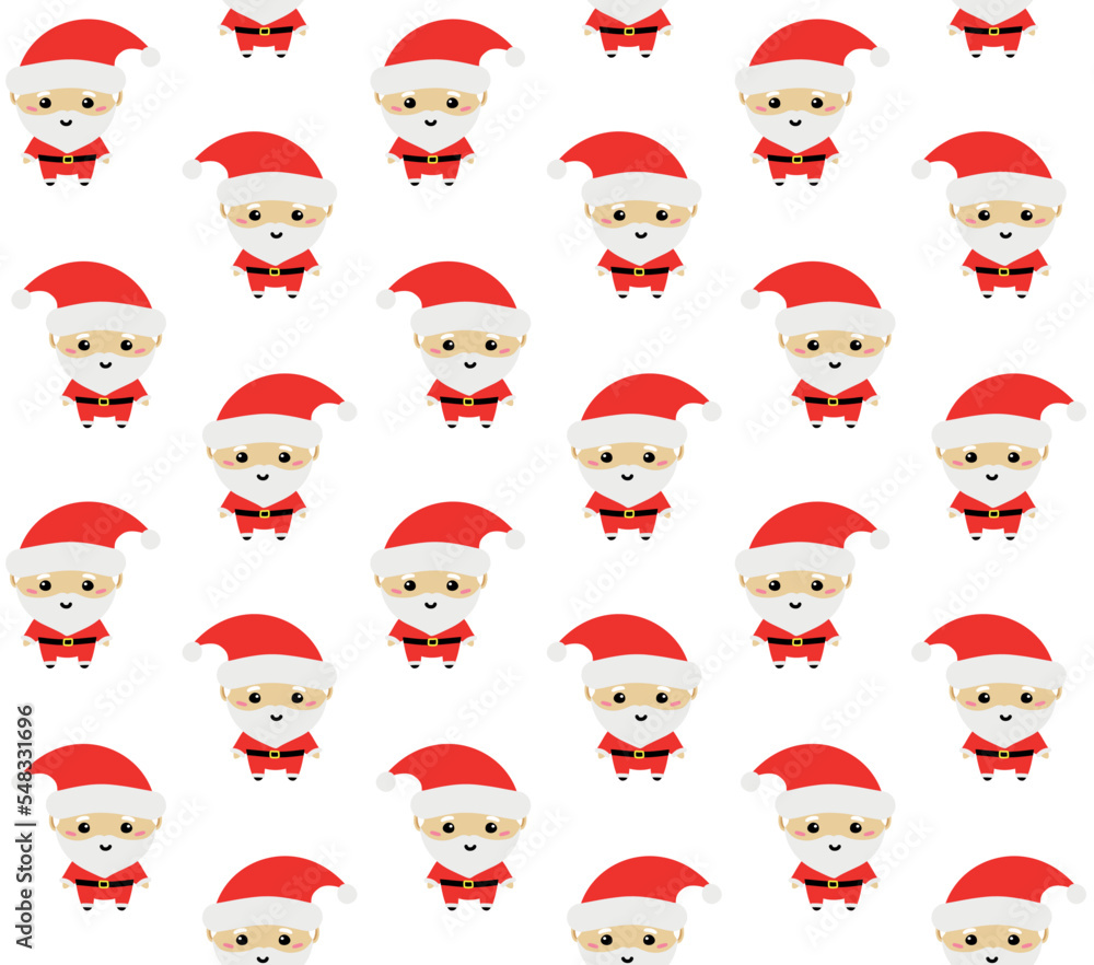 Vector seamless pattern of flat cartoon Christmas Santa Claus isolated on white background Vector seamless pattern of flat cartoon Christmas Santa Claus isolated on white background