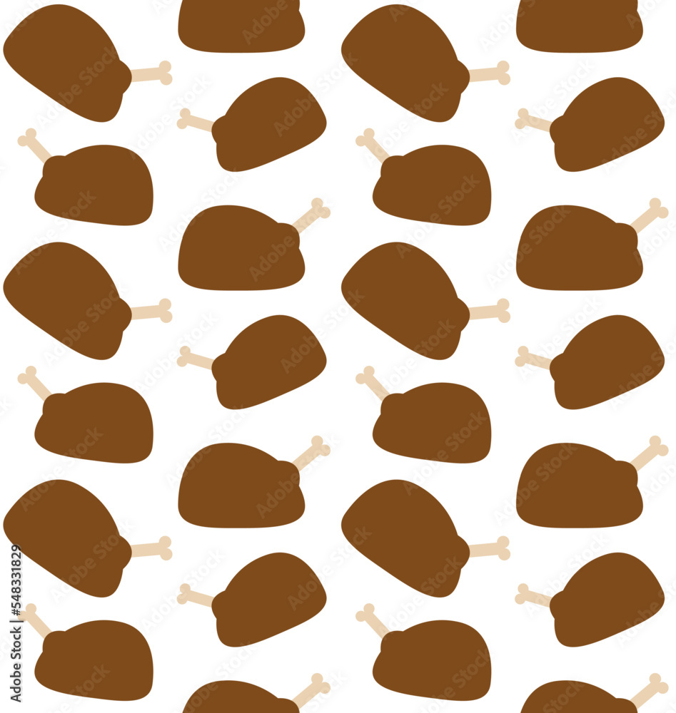 Vector seamless pattern of flat turkey isolated on white background Vector seamless pattern of flat turkey isolated on white background