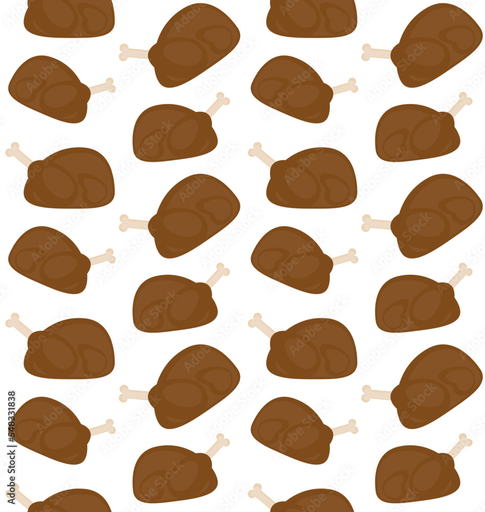 Vector seamless pattern of flat turkey isolated on white background Vector seamless pattern of flat turkey isolated on white background