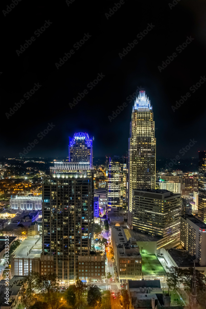 Charlotte, NC City Skyline at Night