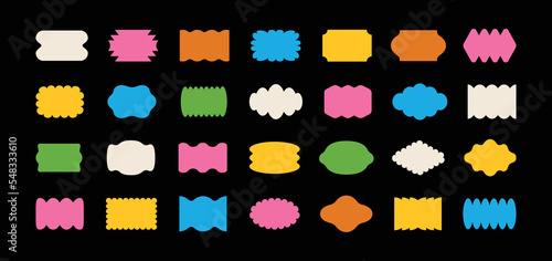 Vector set of minimalist design elements, futuristic shapes and geometric figures and stars - abstract background elements for branding, packaging, prints and social media posts