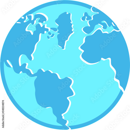 Spherical surface of Earth semi flat color raster object. Full sized item on white. Geographical exploration. Spherical object. Simple cartoon style illustration for web graphic design and animation