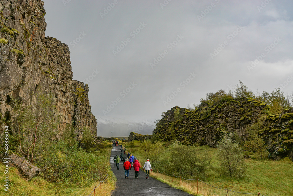 Thingvellir National Park, Iceland: The rift valley between the North American and Eurasian tectonic plates.