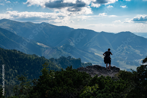 Man on the hill in Small Fatra mountains in Slovakia, Europe