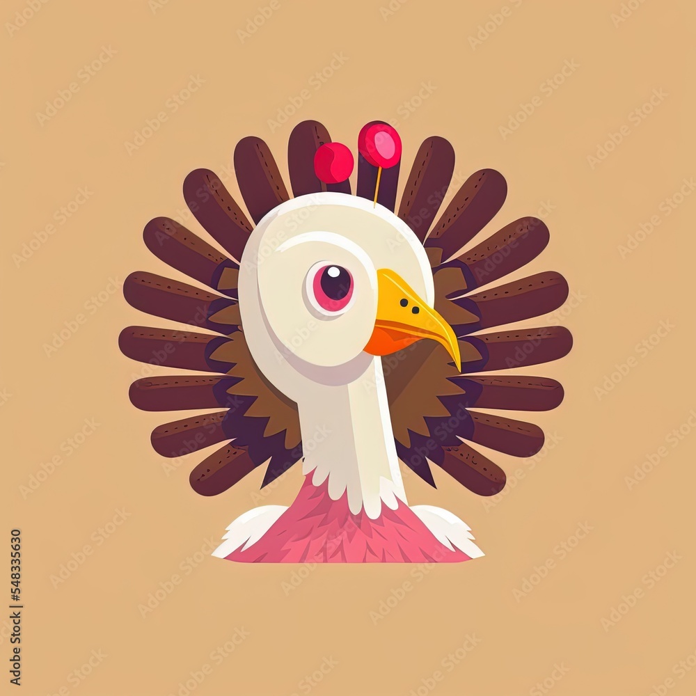 Cute turkey bird chicken cartoon 2d illustrated icon illustration animal nature icon concept