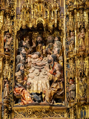 Last supper depicted in the altarpiece of Seville Cathedral Main Chapel