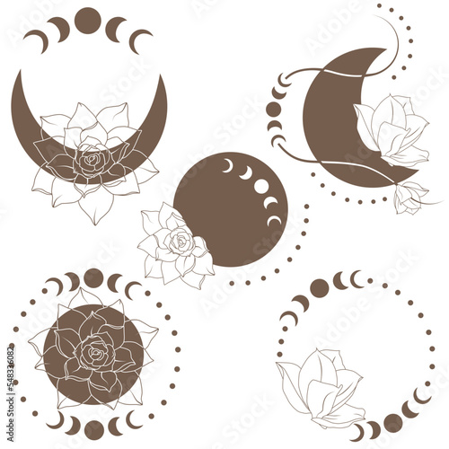 moon and flowers composition svg 