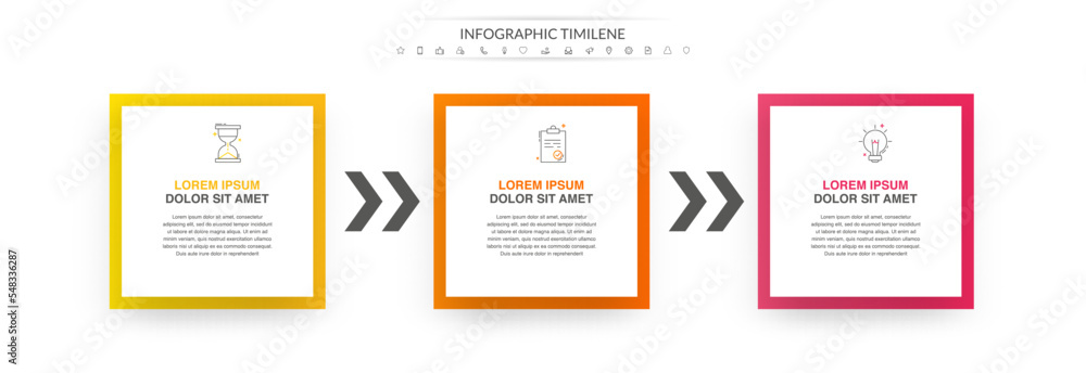 Vetor de Modern simple infographic with 3 rectangles. 3D concept ...