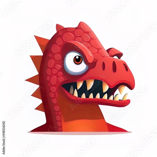 Cute angry red dinosaur cartoon 2d illustrated icon illustration. animal nature icon concept isolated flat