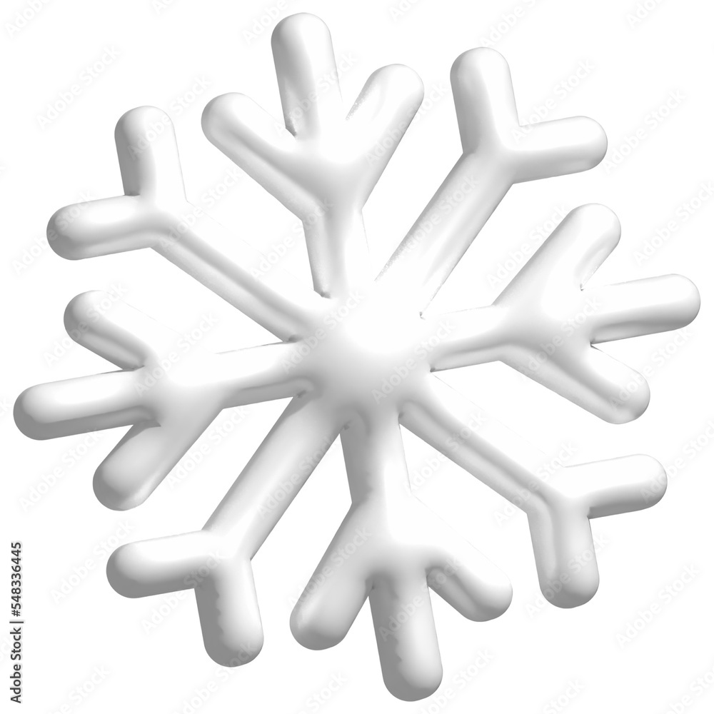 3D white snowflake, PNG render illustration 3D white snowflake, PNG render illustration