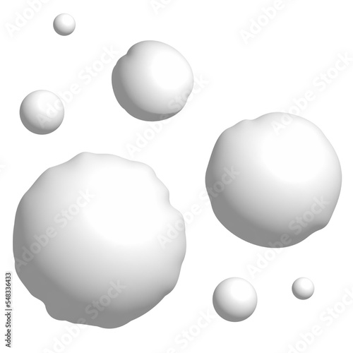 3D white snowballs, PNG render illustration of snow photo