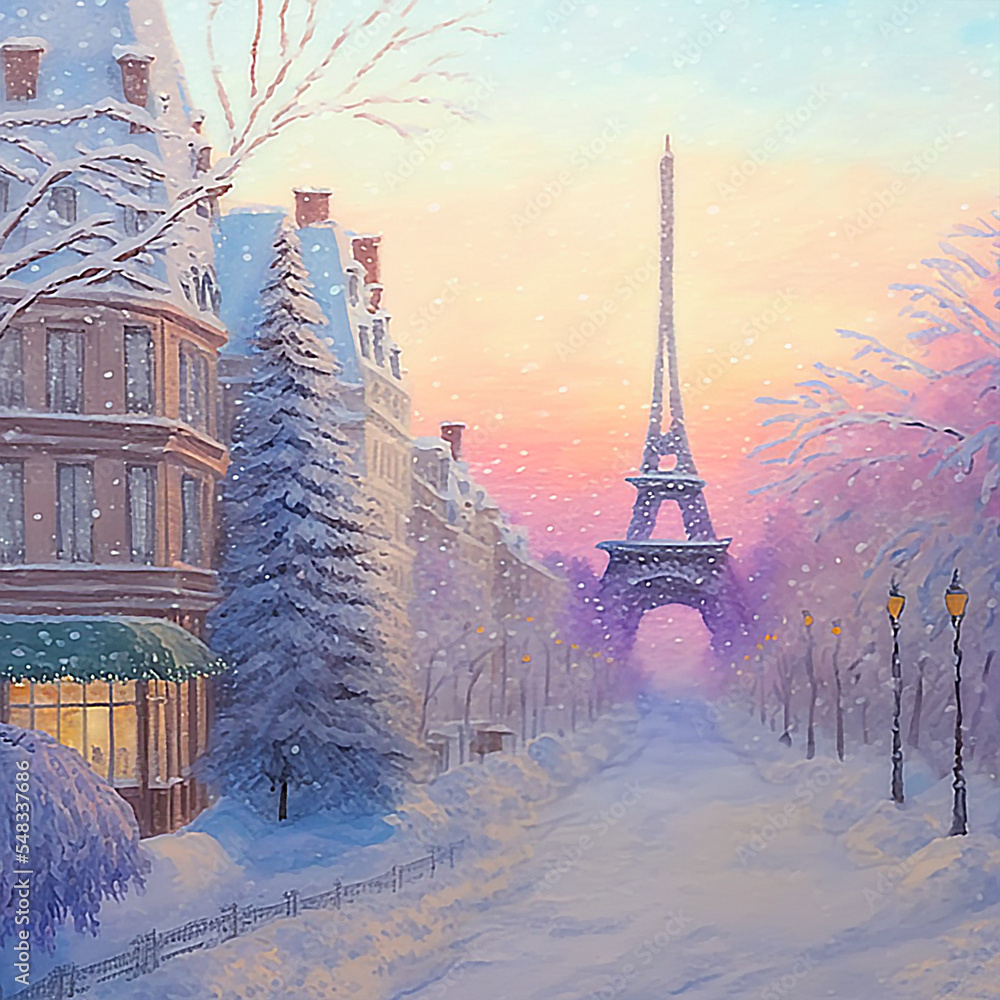 絵画 Winter  in pastel Winter in pastel