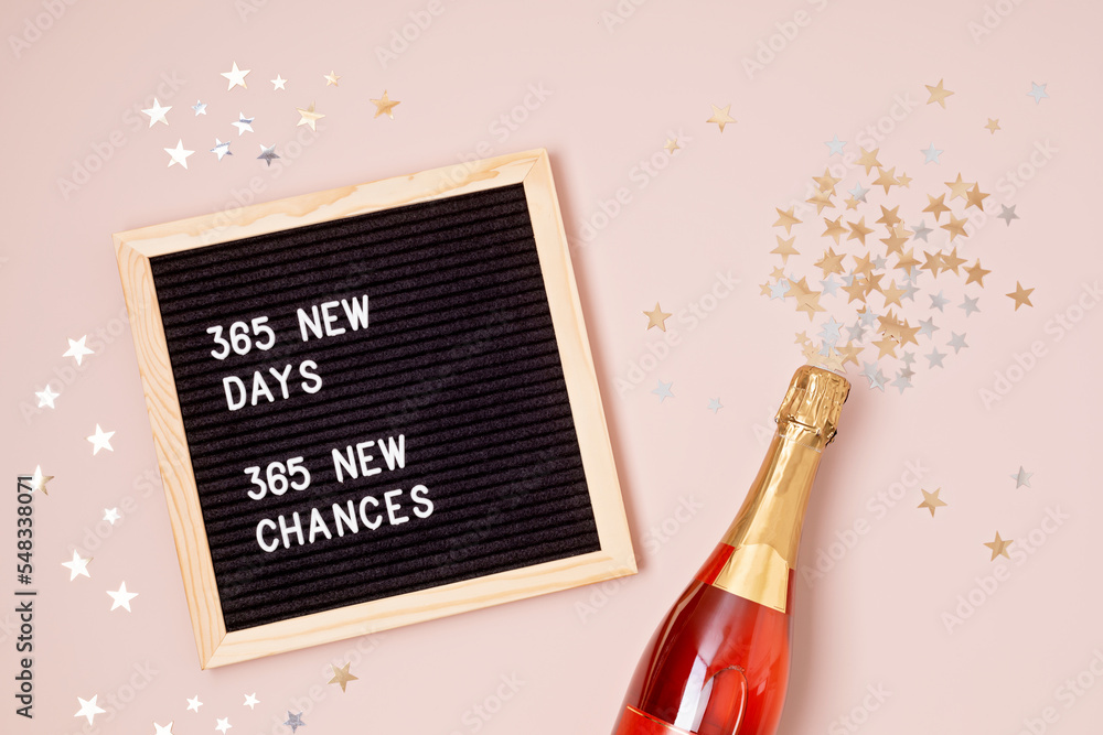 365 new days, 365 new chances. Letter board with motivational quote on ...