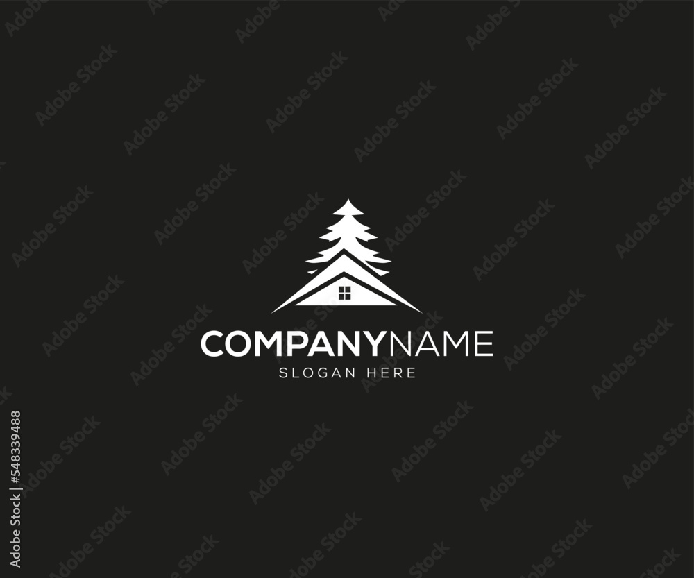 pine tree house logo Stock Vector Adobe Stock