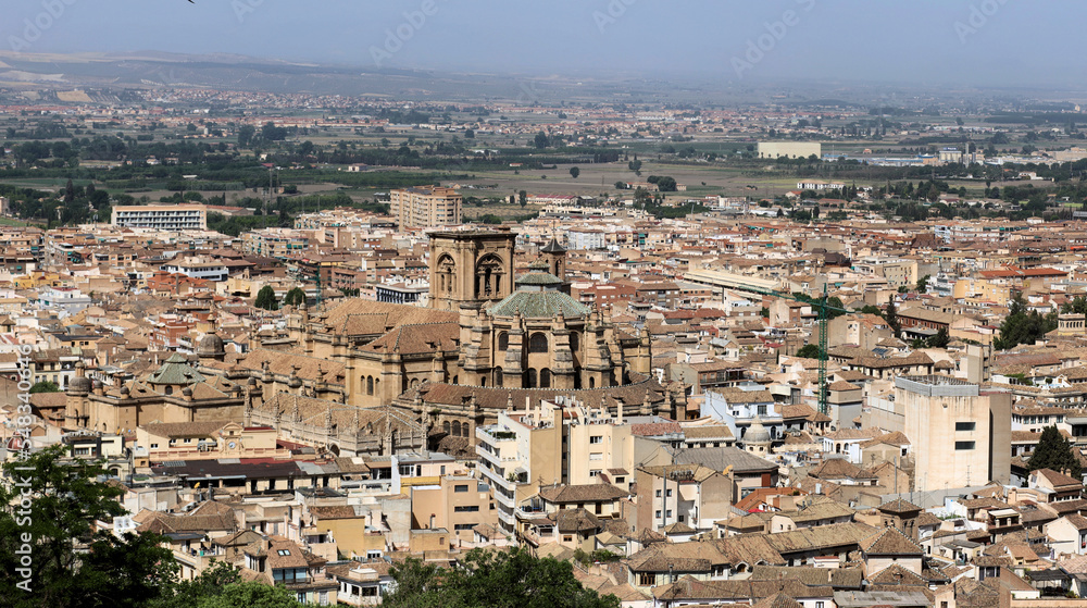 Panorama of Granada from Alhambra fortifications