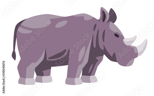 Rhinoceros rhino giant animal two with two horn with grey color cartoon illustration