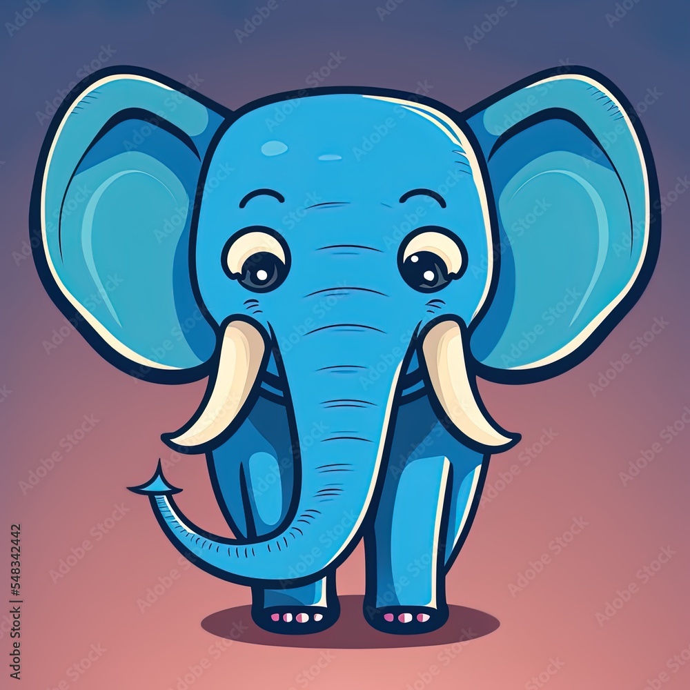 Cute elephant in cartoon flat style Cute elephant in cartoon flat style