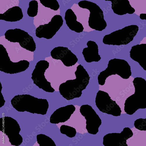 Abstract modern leopard seamless pattern. Animals trendy background. Purple decorative vector stock illustration for print, card, postcard, fabric, textile. Modern ornament of stylized skin