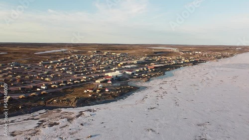 Community of Baker Lake, Nunavut in Canada's central arctic Kivalliq region.  Inuit indigenous community, remote fly-in village. photo