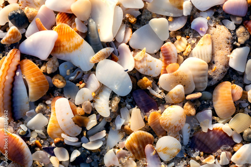 Canvastavla beautiful cockerel shells on the beach
