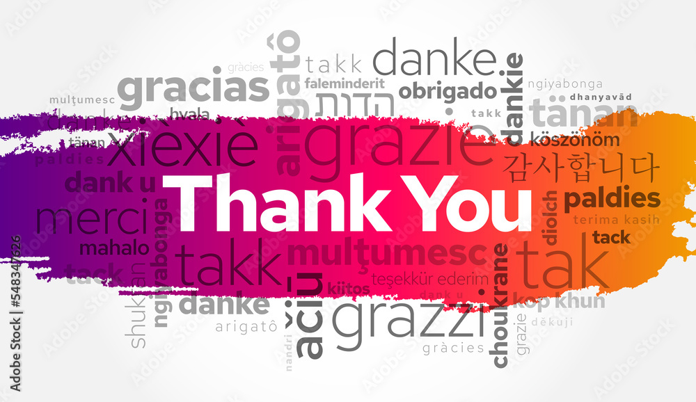 Fototapeta premium How to Say Thank You in Different Languages, word cloud concept background in many languages