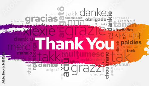 Fototapeta Naklejka Na Ścianę i Meble -  How to Say Thank You in Different Languages, word cloud concept background in many languages