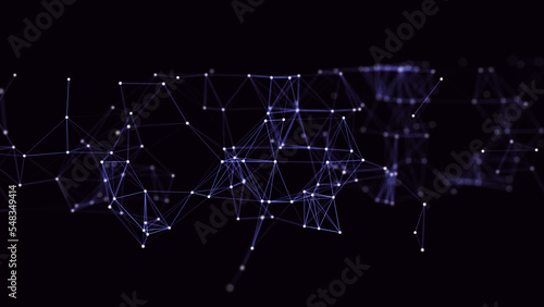 Network connection sructure. Abstract futuristic background with points and lines and floor effect. Big data visualisation. 3D rendering. photo