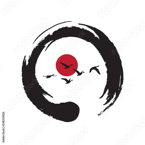 zen symbol and birds