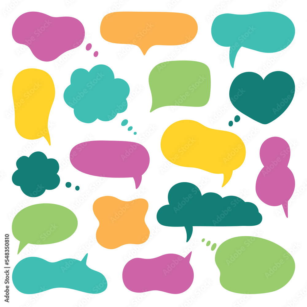 Hand drawn set of speech bubble. Vector illustration isolated on white background. Hand drawn set of speech bubble. Vector illustration isolated on white background.
